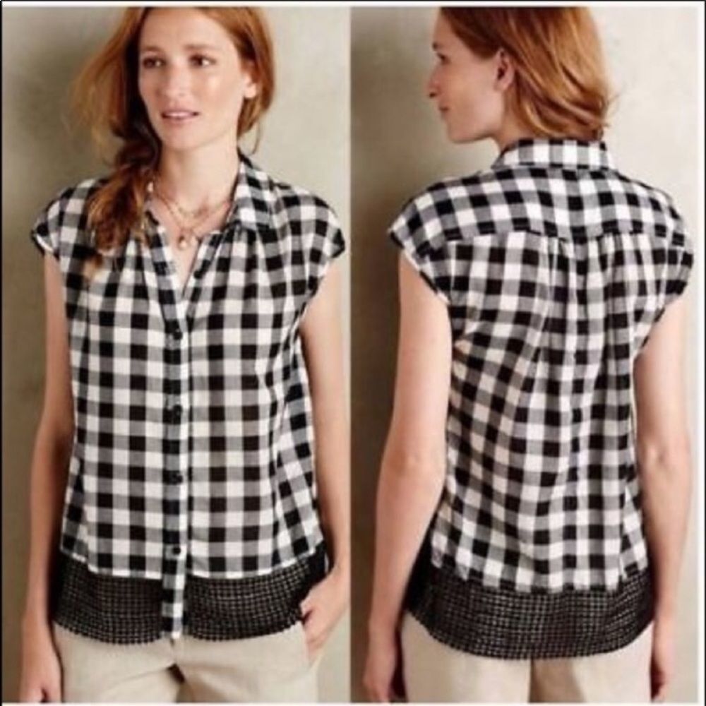 HOLDING HORSES buffalo check button down blouse xs